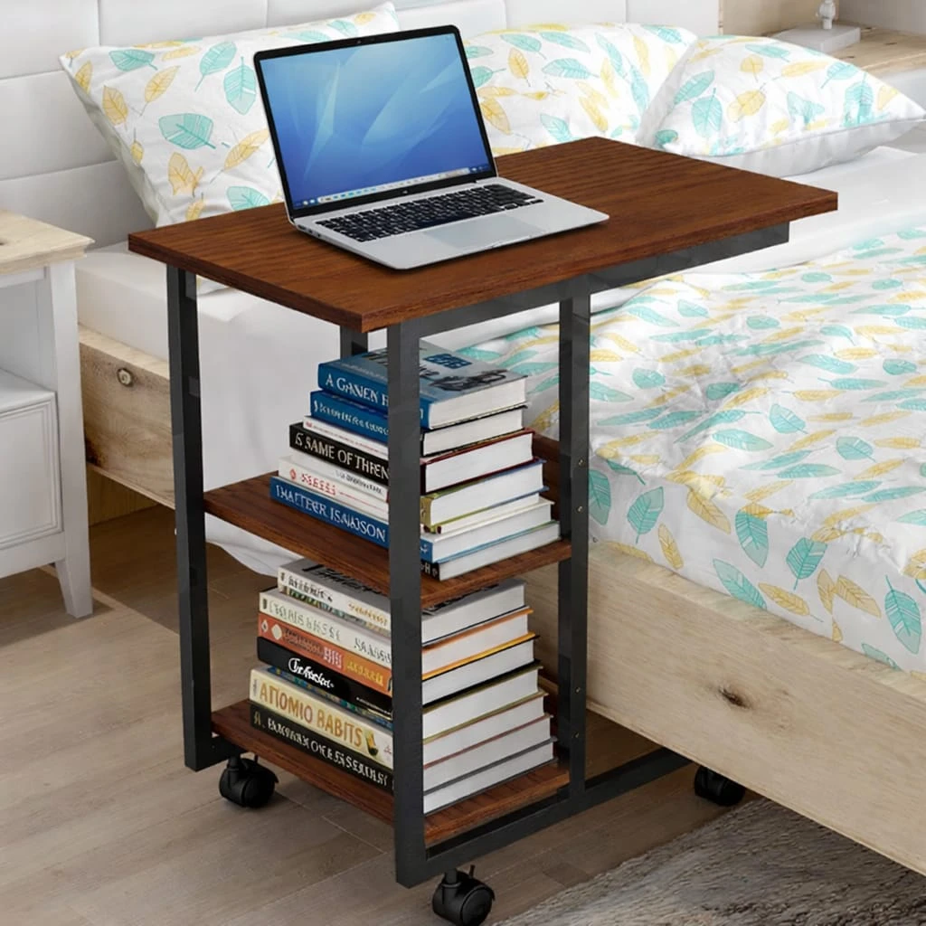 Modern Mobile Laptop Table with Storage Shelf