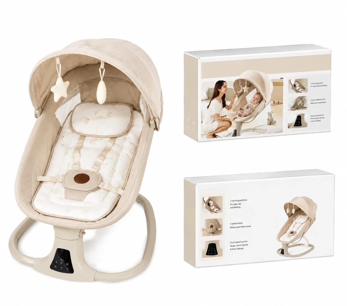 Kidilo 3 in 1 Electric Baby Swing E05D – Automatic Rocker with Mosquito Net & Music