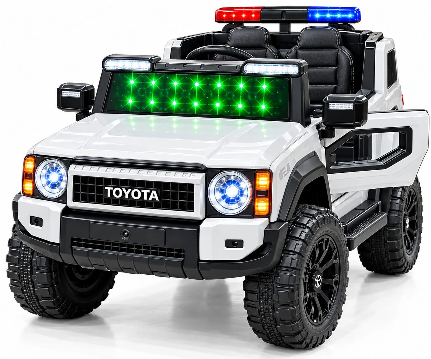 Toyota Kids Electric Ride-On Jeep – 2 Motors, Rechargeable Battery, LED Lights, Remote Control – White