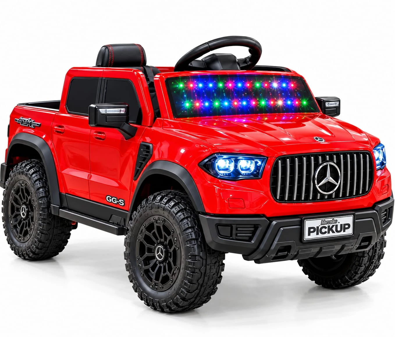 Mercedes P2 Kids Electric Ride-On Pickup Truck – Big Size, Dual Motor, Leather Seat, LED Lights, Remote Control – Red